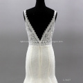 Sexy Mermaid Crepe Lace Spaghetti Strap Bridal Gown robe de mariage wedding dress supplier